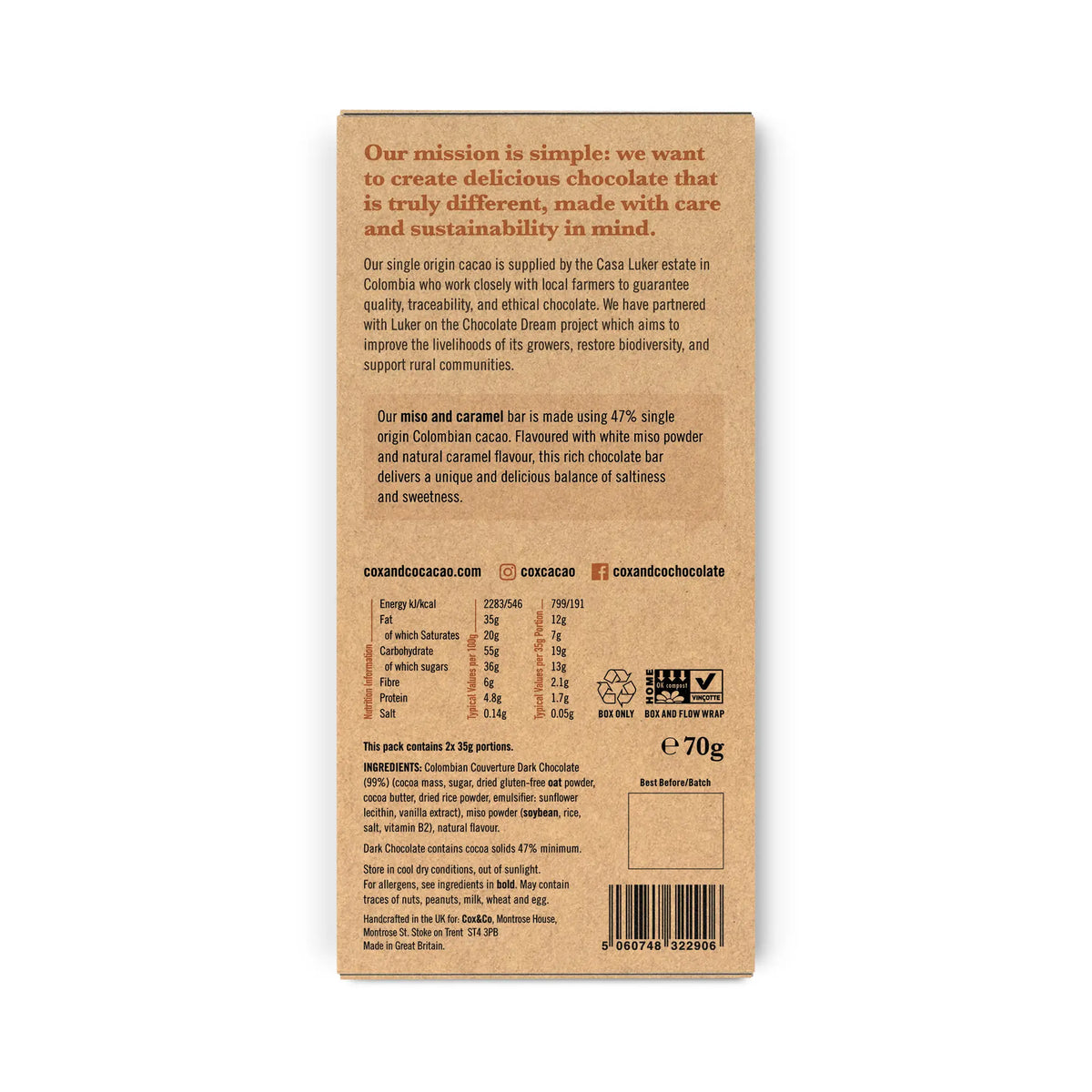 47% Miso & Caramel SRP 12 X 70G – Cox&Co Cacao