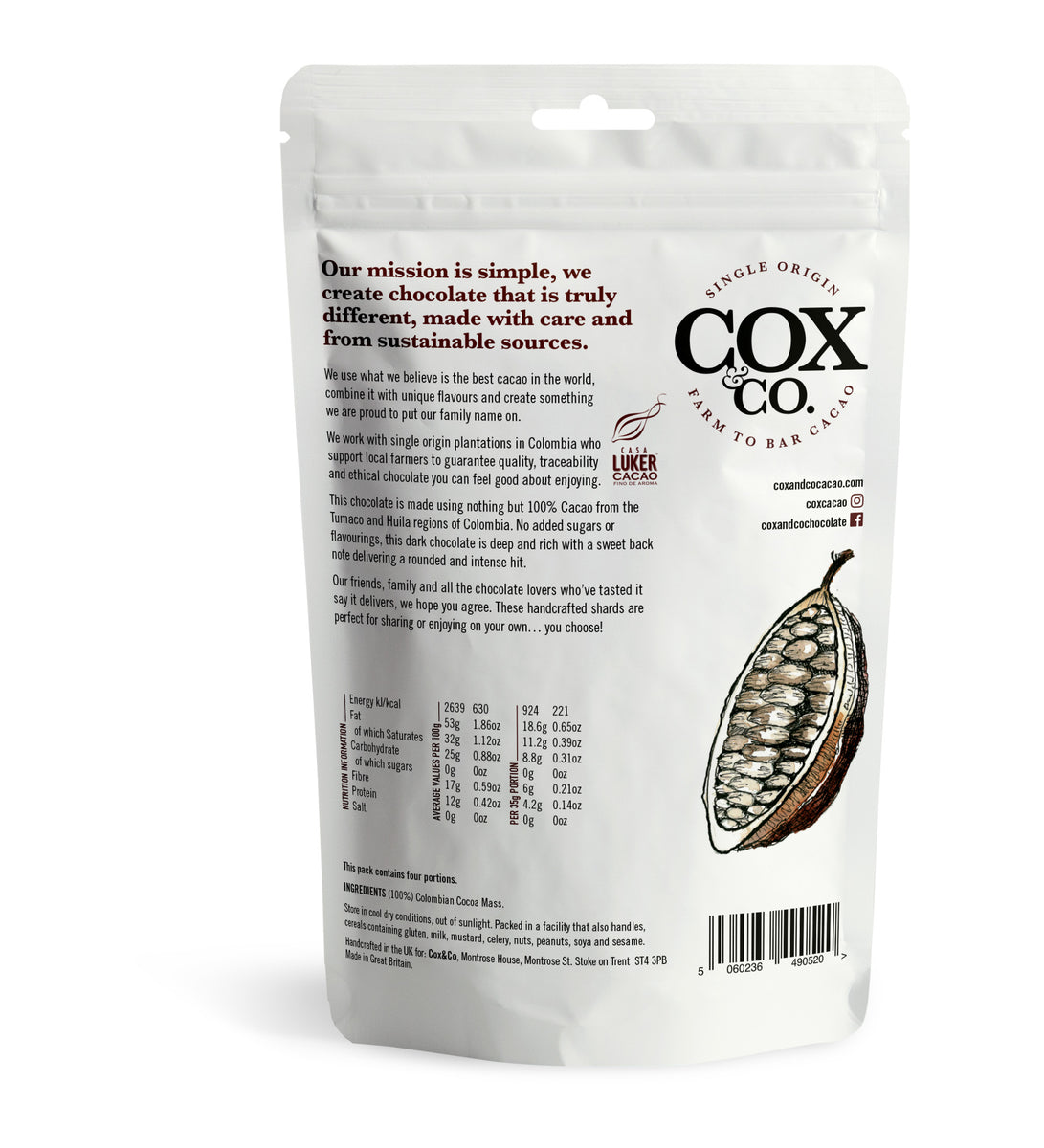 Pure Cacoa Rocks 100% Single Origin Pure Cacao Sharing Shards Pouch - SRP 6 X 120g – Cox ...